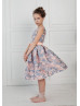 Peach And Lilac Jacquard Flower Girl Dress